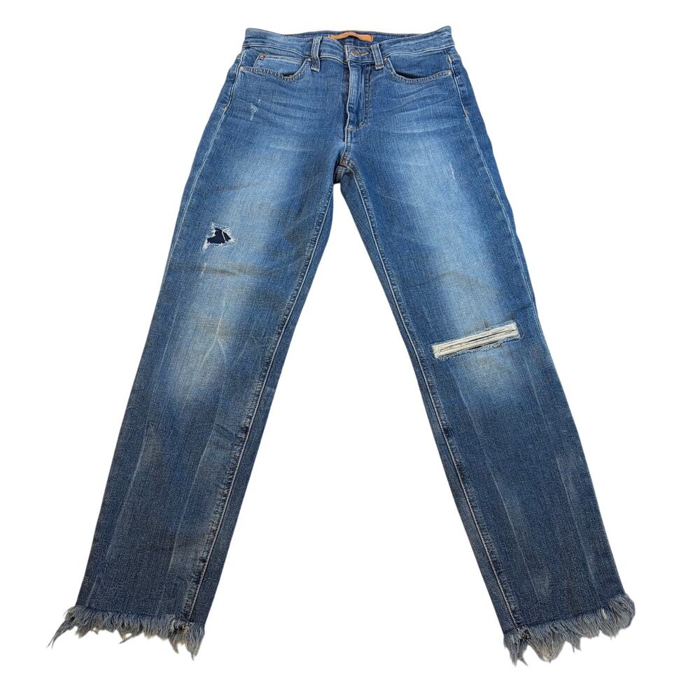 Joes womens The Charlie high rise skinny cop raw hem jeans. Size 26. medium wash